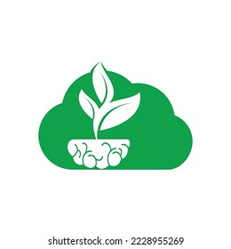 Brain Tree Grow Logo Design. Tree Growing Inside The Brain Icon.