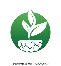 Diseño del logotipo "Grow Tree Grow". Árbol Creciendo Dentro Del Icono Del Cerebro.