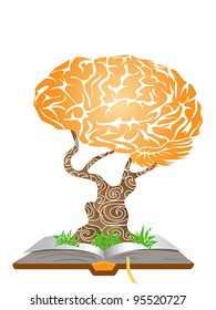 brain tree growing from the book
