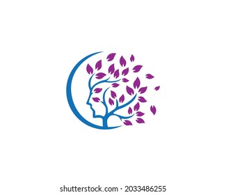 Brain Tree And Human think health Logo Design Template.