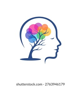 Brain with tree inside human profile