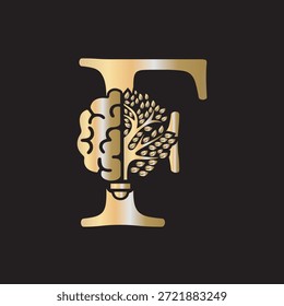 Logotipo de Brain Tree combinado con la letra F Vector Plantilla