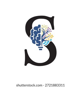 Logotipo de Brain Tree combinado con la letra S Plantilla de Vector
