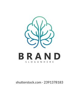 Icono del vector de inspiración del diseño del logo del árbol del cerebro