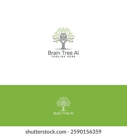 Brain tree logo design template