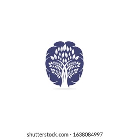Brain tree logo design. Think Green label.