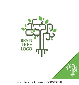 Brain tree logo. Science logo design template. 