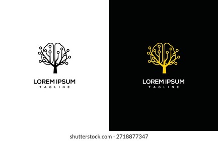 Logotipo de árbol cerebral Tecnología Innovación Crecimiento Mente digital.