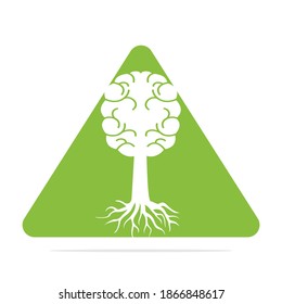 Brain tree roots concept design. Tree growing in the shape of a human brain.