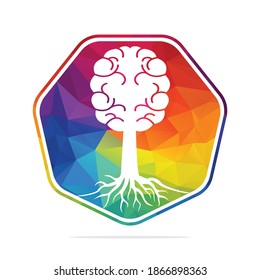 Brain tree roots concept design. Tree growing in the shape of a human brain.