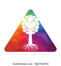 Brain tree roots concept design. Tree growing in the shape of a human brain.