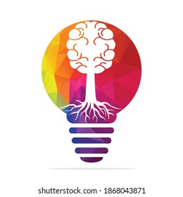 Brain tree roots concept design. Tree growing in the shape of a human brain.