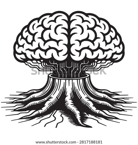 Brain tree stump circuit connection icon