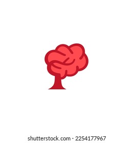 Brain Tree Vector Logo Template. Stylized tree logo made with brains.