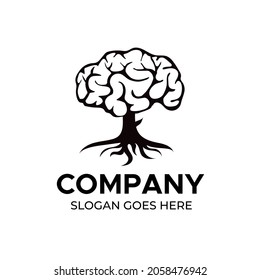 Brain and tree. Vintage Logo Concept for Company, Store and website. vector EPS 10