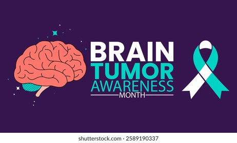 Brain Tumor Awareness Month Banner, Support Brain Cancer Awareness