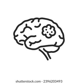 Brain Tumor Icon. Thin Linear Illustration for Medical Diagnostics, Neurological Health and Oncology Education