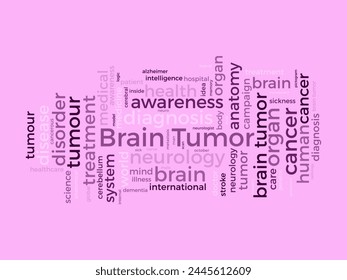 Brain Tumor word cloud template. Health and Medical awareness concept vector background.