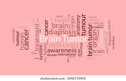 Brain Tumor word cloud template. Health and Medical awareness concept vector background.