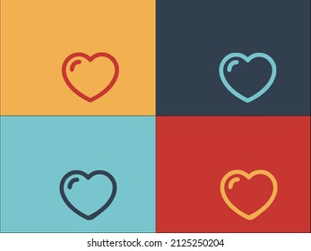Brain And Two Hearts Logo Template, Simple Flat Icon of heart,brain,illustration