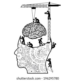 Brain under construction concept vector 