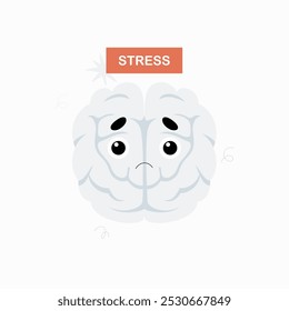 Brain under stress in flat vector illustration symbolizing mental pressure, anxiety, and cognitive strain, isolated on white background.