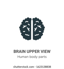 Brain upper view glyph icon vector on white background. Flat vector brain upper view icon symbol sign from modern human body parts collection for mobile concept and web apps design.