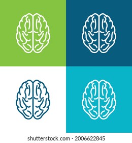 Brain Upper View Outline Flat four color minimal icon set