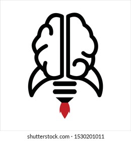 the brain uses lights and rocket logo vectors