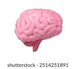 Brain vector 3d icon. Cartoon realistic illustration, isolated on white background. Mental health or mind inspiration concept.