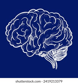 Brain Vector Blue Color. Symbol. Icon