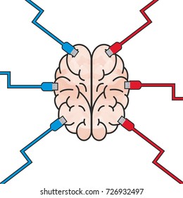 brain vector cartoon. free space for text.