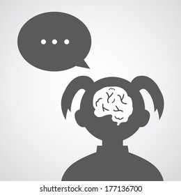 brain vector cartoon in woman avatar 