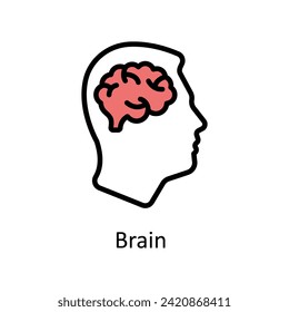 Brain vector Filled outline icon style illustration. EPS 10 File