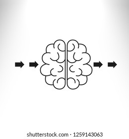 Brain vector icon, emblem isolated on white background, modern simple flat icon style for graphic and web design, logo.