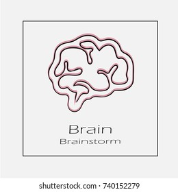 Brain vector icon eps 10. Brainstorm simple isolated outline illustration.