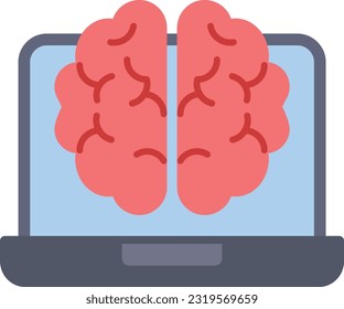 Brain Vector Icon Flat Style