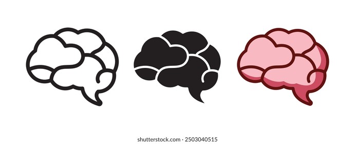 brain vector icon logo design outline black flat design