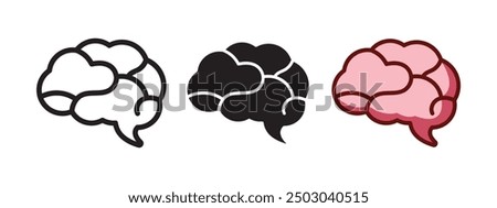 brain vector icon logo design outline black flat design