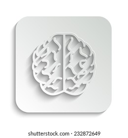 Brain - vector icon with shadow on a grey button
