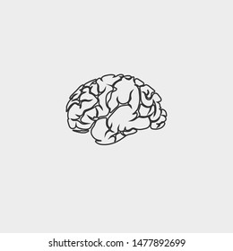 brain vector icon sign illustration grey background