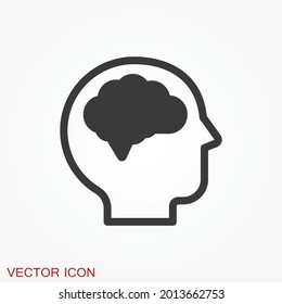 Brain vector icon. Simple illustration isolated on background