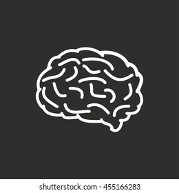 Brain vector icon. White illustration isolated on black background for graphic and web design.