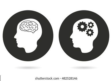 Brain vector icon. White illustration isolated on black background for graphic and web design.