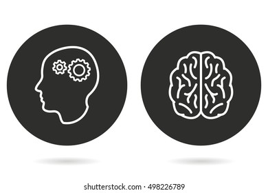 Brain vector icon. White illustration isolated on black background for graphic and web design.