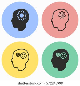 Brain vector icons set. Black illustration isolated for graphic and web design.
