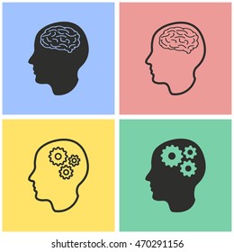 Brain vector icons set. Illustration isolated for graphic and web design.