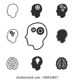 Brain vector icons set. Illustration isolated for graphic and web design.