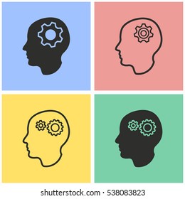 Brain vector icons set. Illustration isolated for graphic and web design.