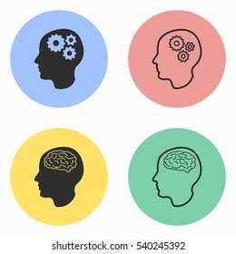 Brain vector icons set. Illustration isolated for graphic and web design.